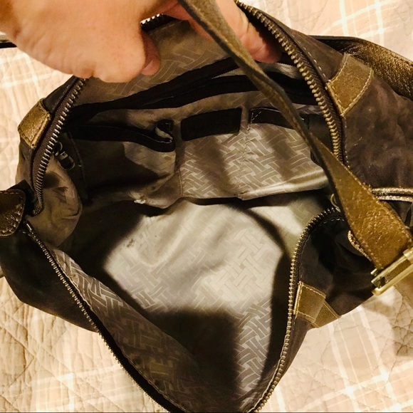 Cole Haan brown suede & golden brown leather hobo shoulder bag. Good used cdtn - Picture 6 of 10